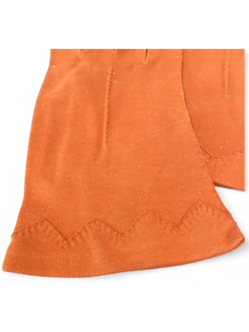 Vintage Elvette by Dawnelle Hand Sewn Occasion Gloves Sz 7-1/2 Rust #186C‎